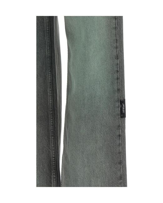 Off-White c/o Virgil Abloh Green Logo Patch Straight-Leg Jeans