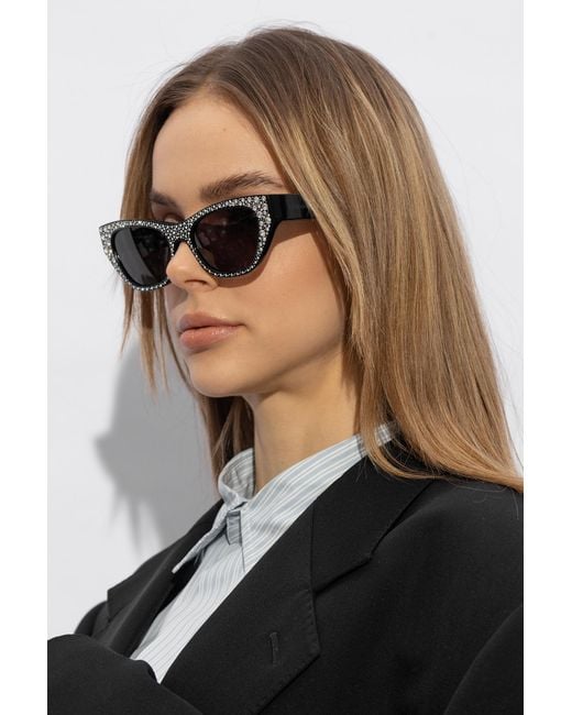 McQueen White Eyewear Logo Engraved Cat-Eye Sunglasses