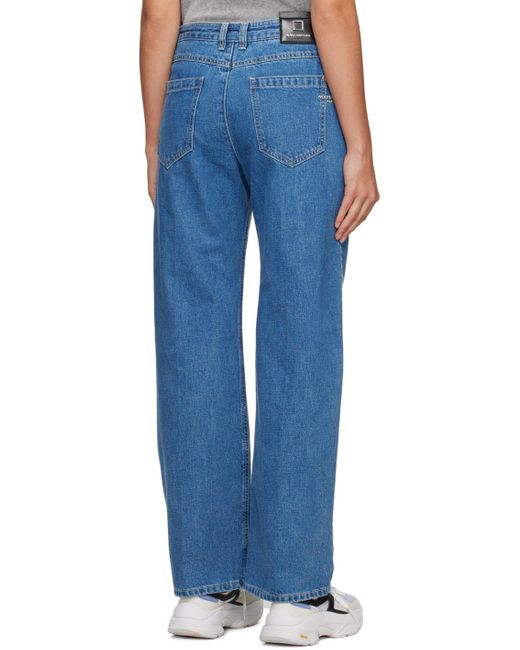 Wooyoungmi Blue Embossed Patch Denim Trousers