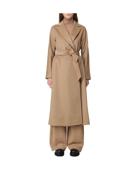 Max Mara Natural Studio Belted Long-Sleeved Coat