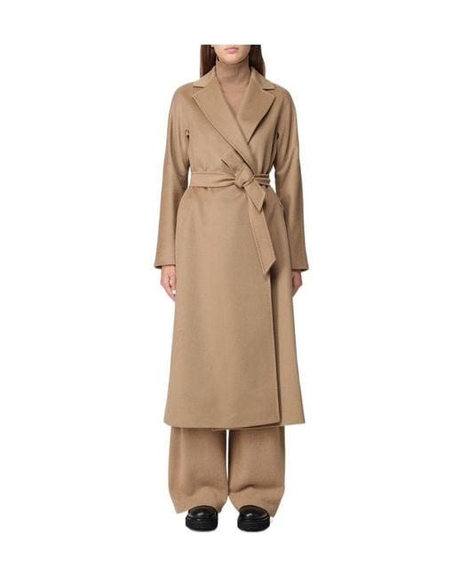 Max Mara Natural Studio Belted Long-Sleeved Coat