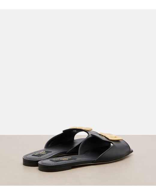 Dolce & Gabbana Black Abaya Dg Leather Mules