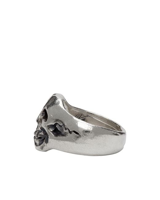 Our Legacy Metallic Sculpted Skull Ring for men