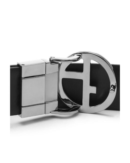 Giorgio Armani White Pebbled-Effect Buckled Belt for men