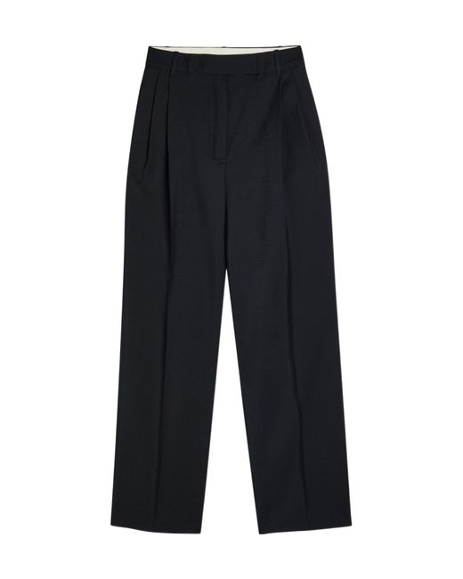 Rohe Blue Wool-Blend Straight-Leg Trousers