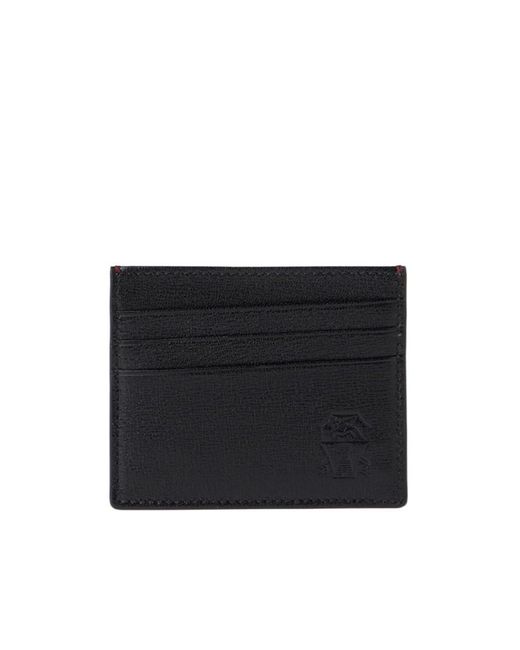 Brunello Cucinelli Black Logo Embossed Card Holder for men