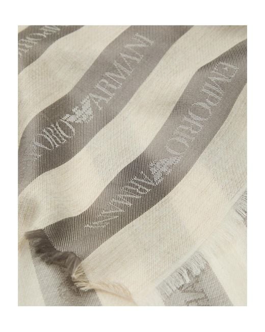 Emporio Armani White Striped Square Scarf