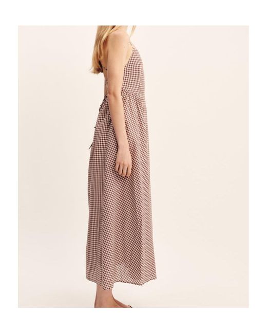 Posse Brown Gingham Check Maxi Dress