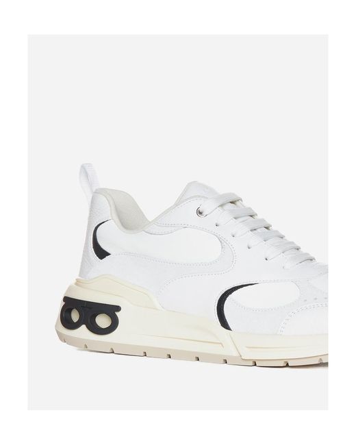 Ferragamo White Logo Sports Shoes for men