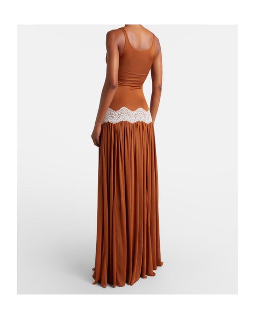 Christopher Esber Brown Cutout Lace-Trimmed Gown