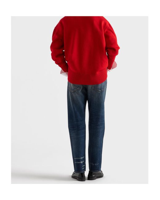 Prada Blue Distressed Straight-Leg Jeans