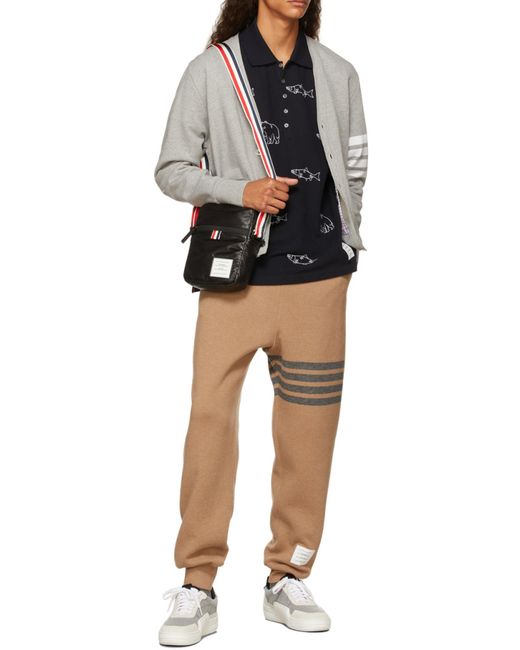 Thom Browne Blue Bear Fish Embroidered Polo Shirt for men