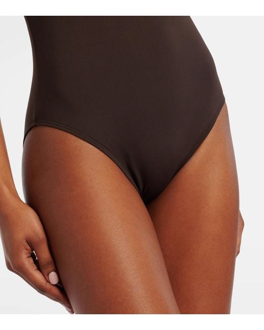 Nili Lotan Brown Pleated One-Piece Swimsuit