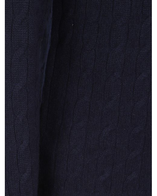 Drumohr Blue Round-Neck Cable-Knit Sweater for men