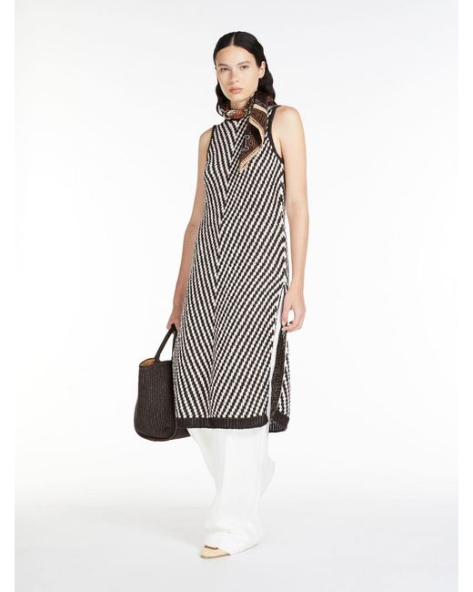 Max Mara Multicolor Long Pullover With Herringbone Pattern