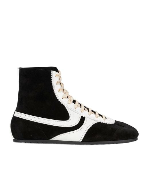 Dries Van Noten Black Round Toe Lace-Up Sneakers for men