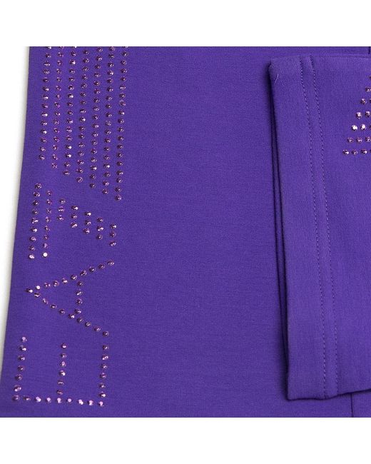 EA7 Purple Drawstring Waist-Edge Sweatpants
