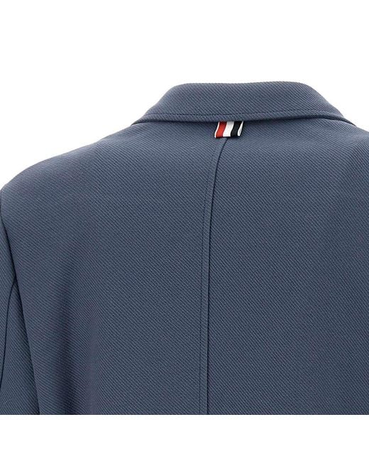 Thom Browne Blue Striped-Sleeve Cotton Blazer for men