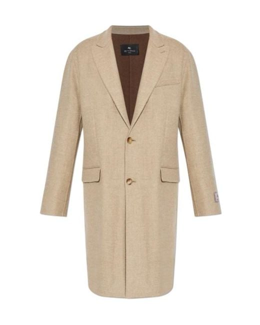 Etro Natural Single-Breasted Coat for men