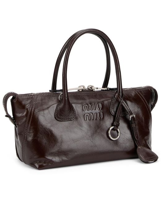 Miu Miu Brown Zippered Shoulder Bag