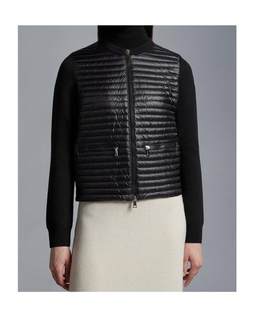 Moncler Black Padded Wool Cardigan
