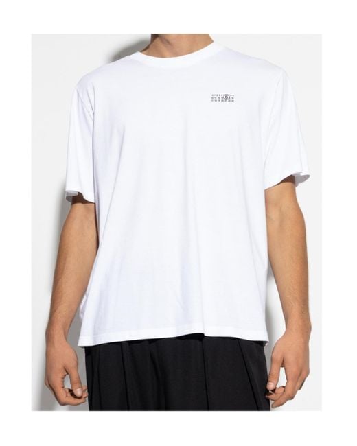 MM6 by Maison Margiela White Numeric Printed Crewneck T-Shirt for men