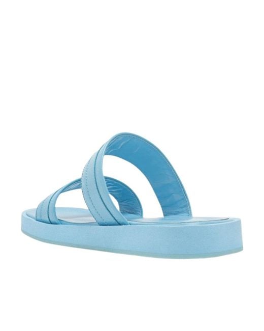 By Far Blue Grained Leather Sandals
