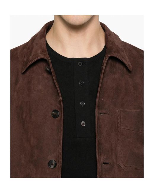 Tagliatore Brown Long-Sleeved Shirt Jacket for men