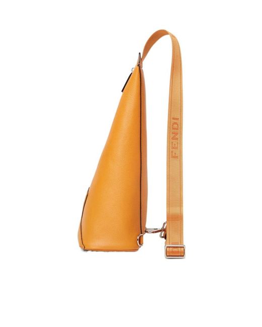 Fendi Orange Roma Leather Cono Small for men