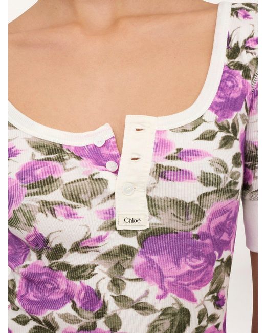 Chloé Pink Chloé All-Over Floral Print Top
