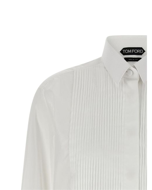 Tom Ford White Plastron Pleated Shirt