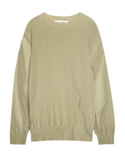 Our Legacy Green Slant Distressed Effect Wool Jumper