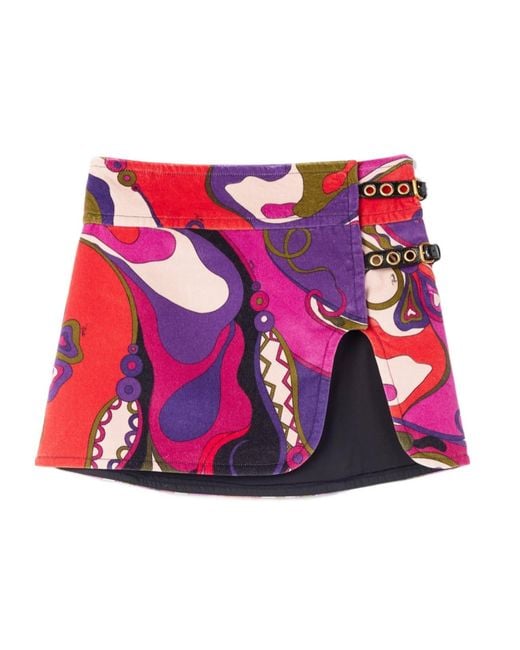 Emilio Pucci Red Printed Skirt