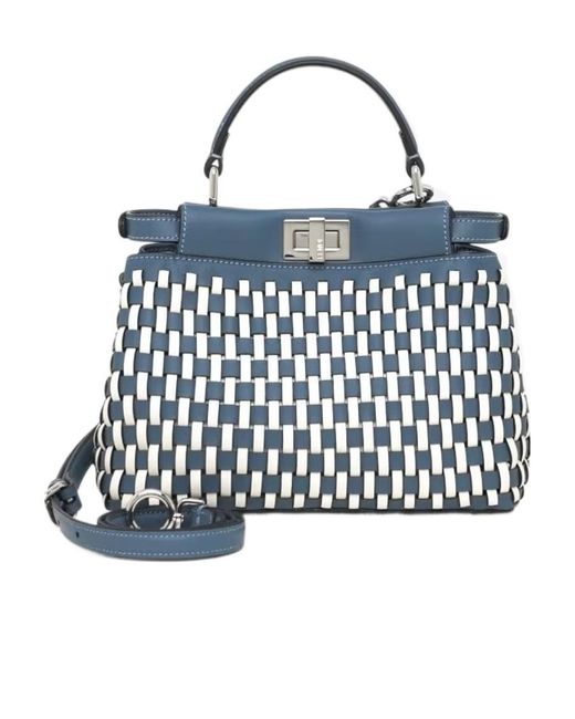 Fendi Blue Peekaboo Mini Tote Bag