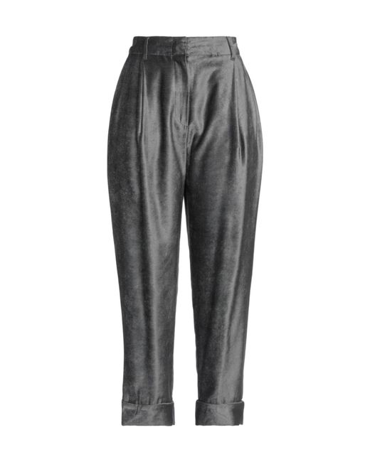 Brunello Cucinelli Gray High-Waisted Velvet Trousers