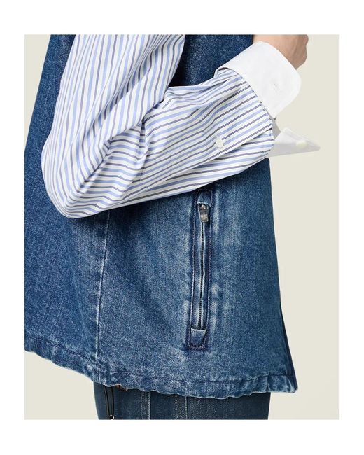 Miu Miu Blue Cashmere Denim Blouson Vest