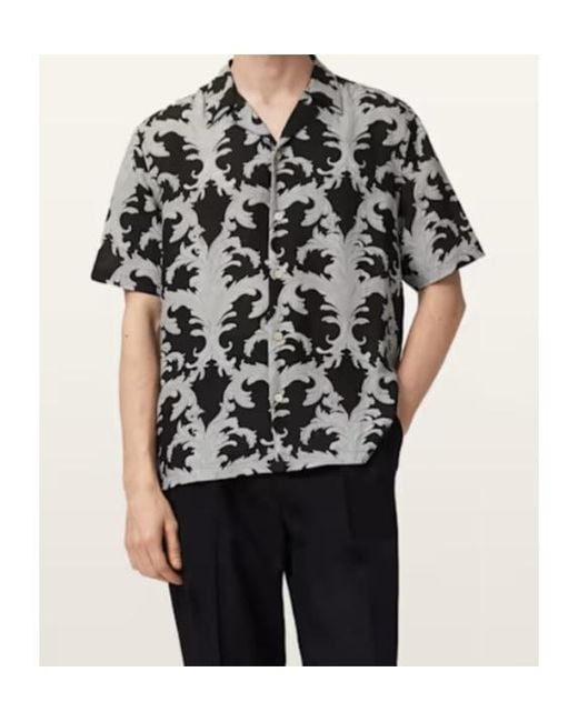AllSaints Black Motif Short Sleeve Shirt for men