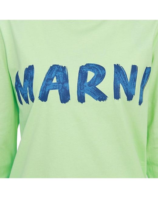 Marni Green Logo Print Long Sleeve T-Shirt