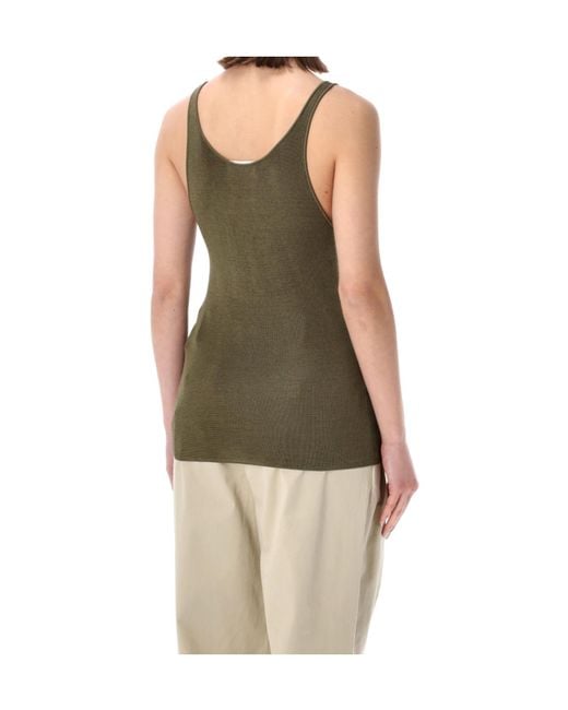 Frankie Shop Green Rivo Ribbed Knit Tank Top