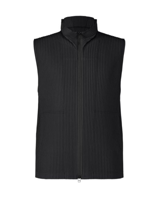 Homme Plissé Issey Miyake Black Homme Plissé Issey Miyake Zip-Up Pleated Gilet for men