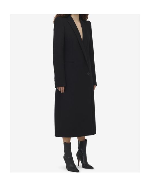McQueen Black Stacked Shoulder Tailored Coat