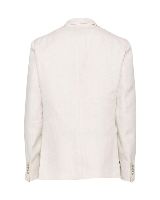 Tagliatore White Double-Breasted Long Sleeved Blazer for men