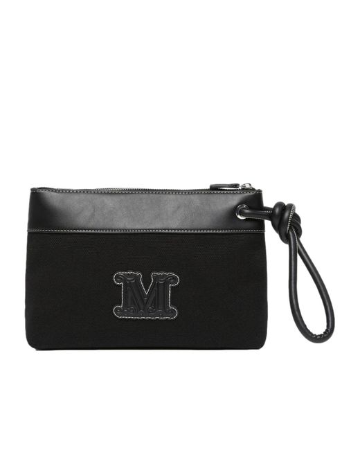 Max Mara Black Logo-Patch Clutch Bag