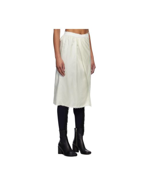 MM6 by Maison Martin Margiela White Frayed Edge Midi Skirt