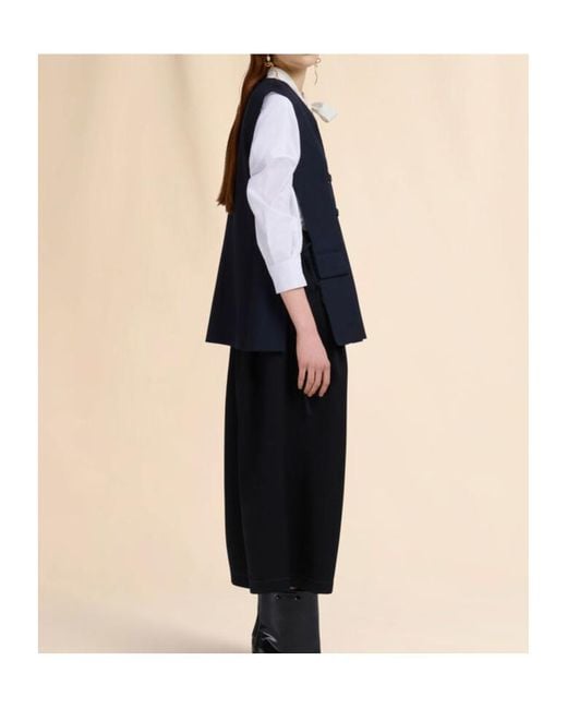 Marni Blue Single-Breasted Side Slit Waistcoat