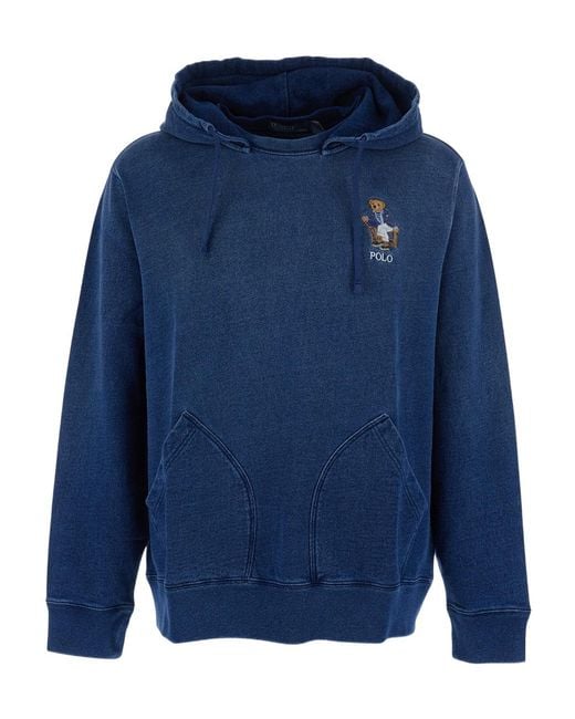 Polo Ralph Lauren Blue Bear Patch Hoodie for men