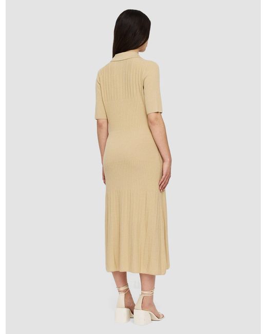 Joseph Natural Flared Hem Midi Polo Dress