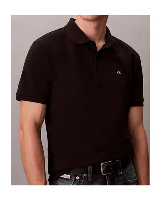 Calvin Klein Black Cotton Pique Classic Polo Shirt for men