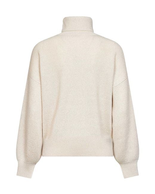 Brunello Cucinelli White Ribbed-Knit Roll-Neck Sweater