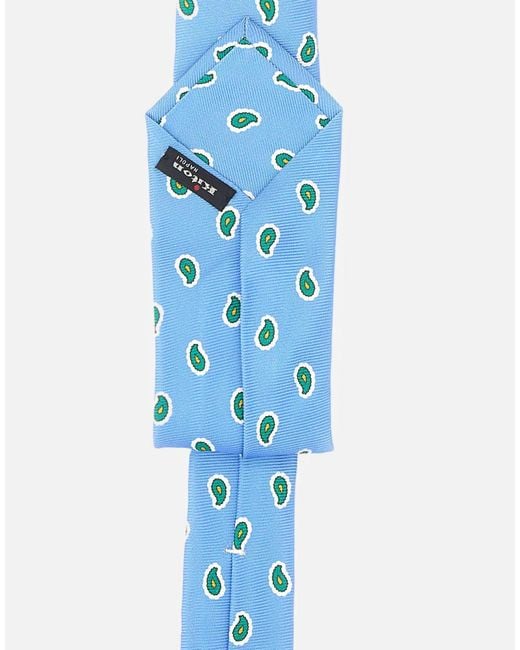 Kiton Blue Micro Paisley Tie for men